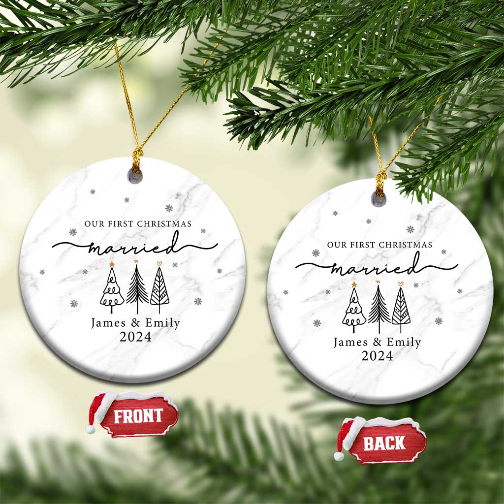 Personalized Mr Mrs Christmas Ornament Custom Name Our First Xmas Married Wedding Gift TS10