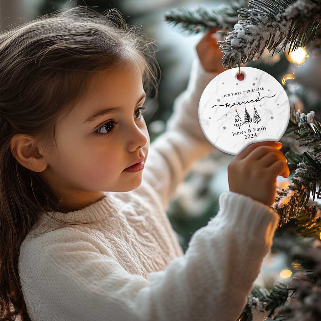 Personalized Mr Mrs Christmas Ornament Custom Name Our First Xmas Married Wedding Gift TS10