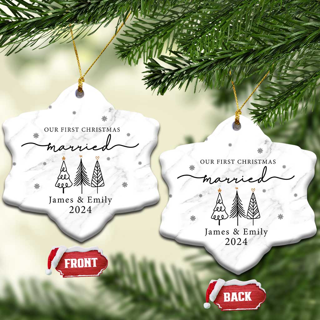 Personalized Mr Mrs Christmas Ornament Custom Name Our First Xmas Married Wedding Gift TS10