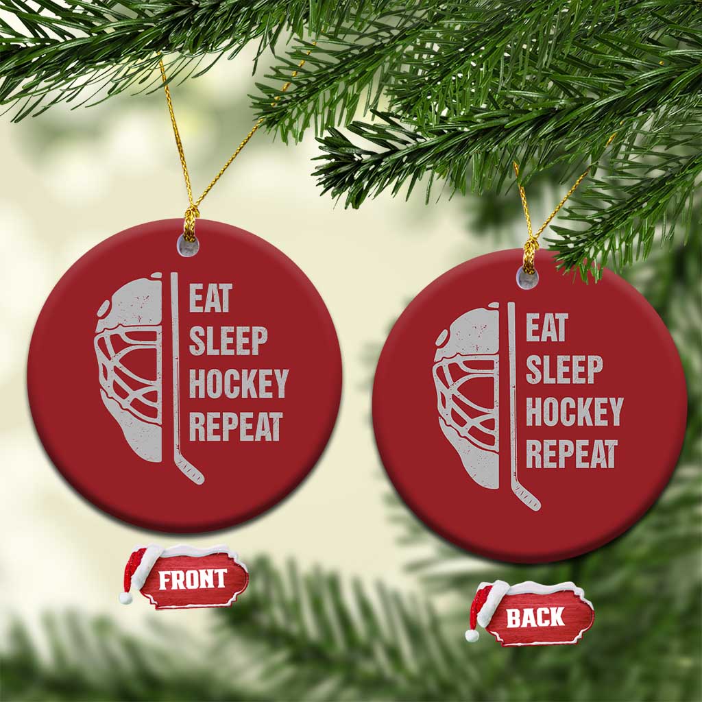Ice Hockey Player Christmas Ornament Funny Eat Sleep Hockey Repeat Sport Fan TS10