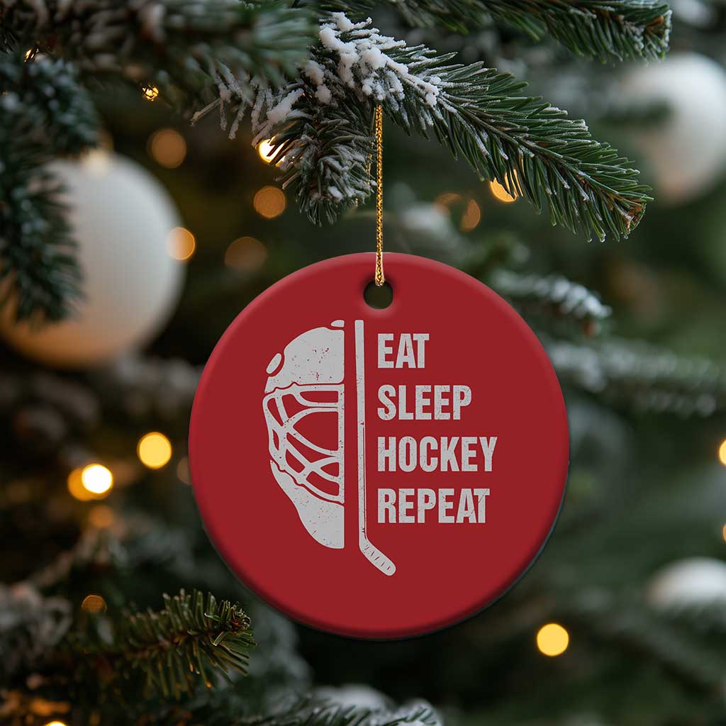 Ice Hockey Player Christmas Ornament Funny Eat Sleep Hockey Repeat Sport Fan TS10