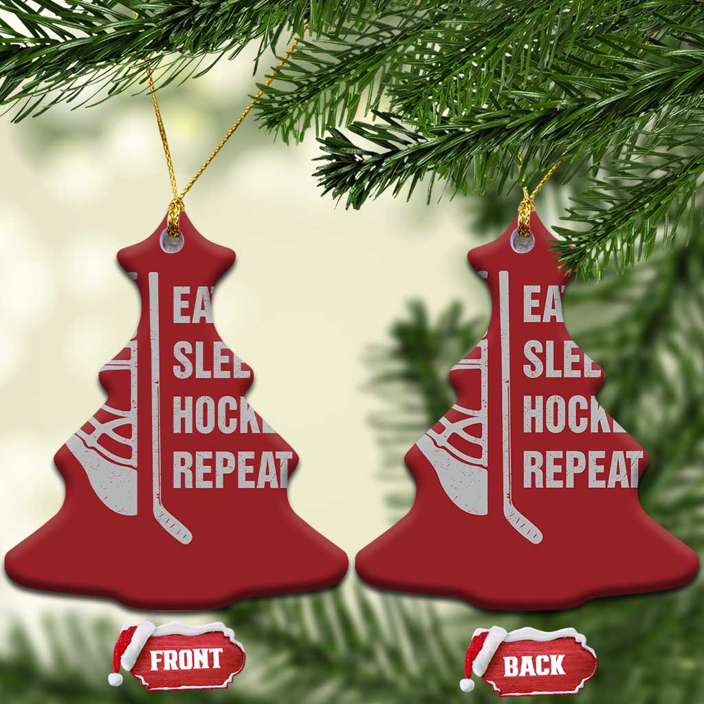 Ice Hockey Player Christmas Ornament Funny Eat Sleep Hockey Repeat Sport Fan TS10