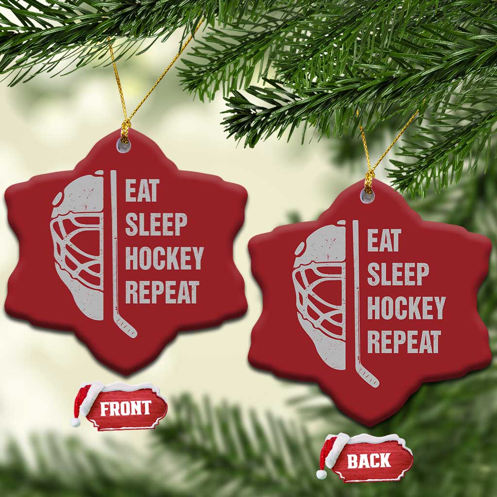 Ice Hockey Player Christmas Ornament Funny Eat Sleep Hockey Repeat Sport Fan TS10
