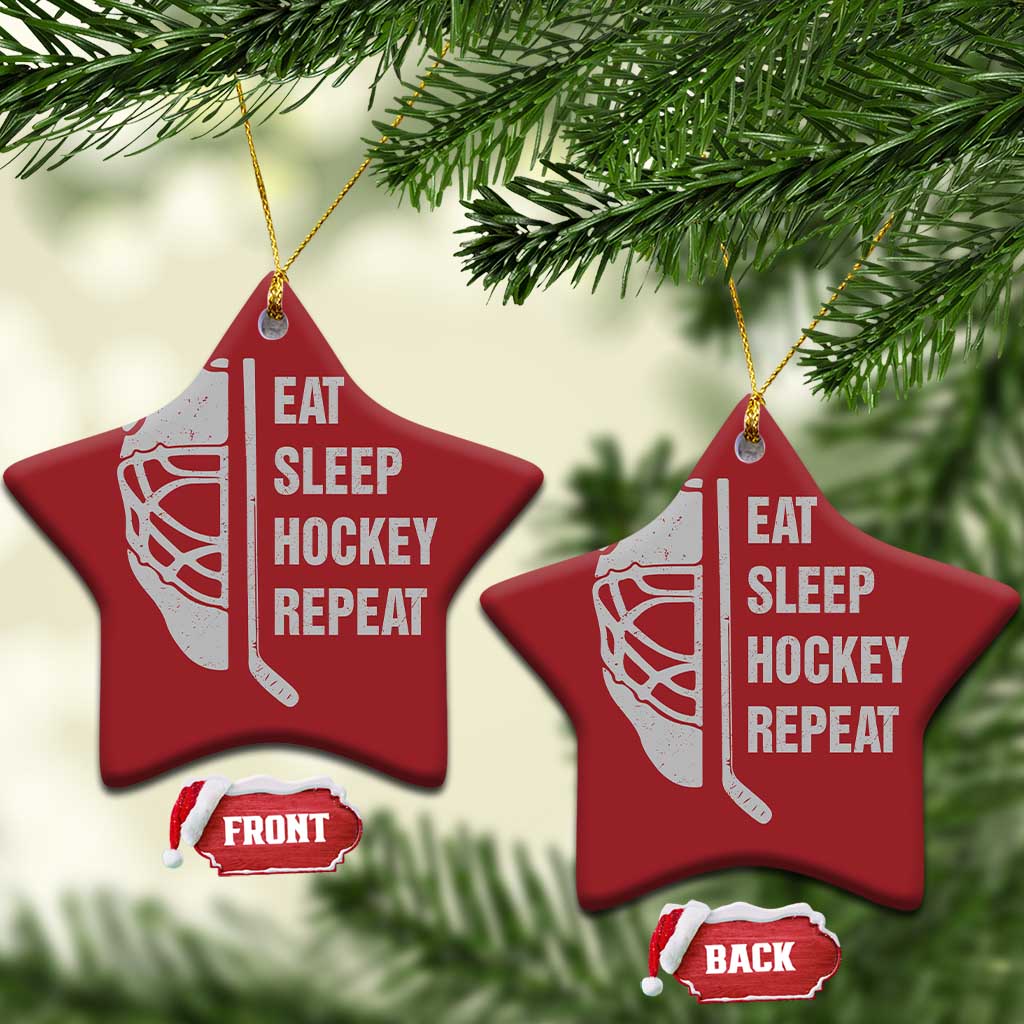 Ice Hockey Player Christmas Ornament Funny Eat Sleep Hockey Repeat Sport Fan TS10