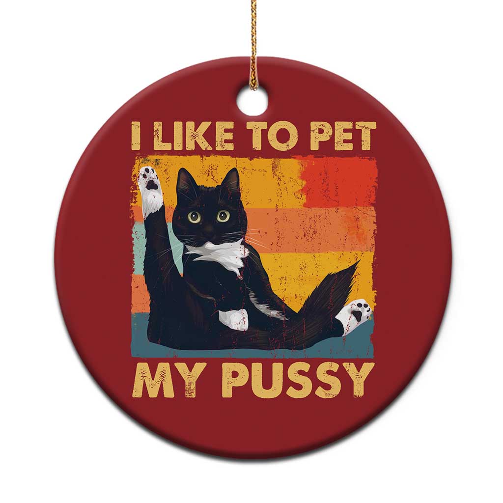Funny Humor Saying Cat Christmas Ornament I Like To Pet My Pussy Naughty Vintage TS10