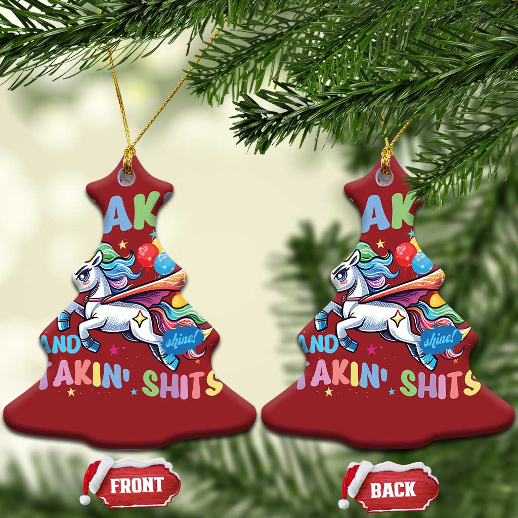 Shakin' Tits and Takin' Shits Christmas Ornament Naughty Funny Unhinged Unicorn TS10