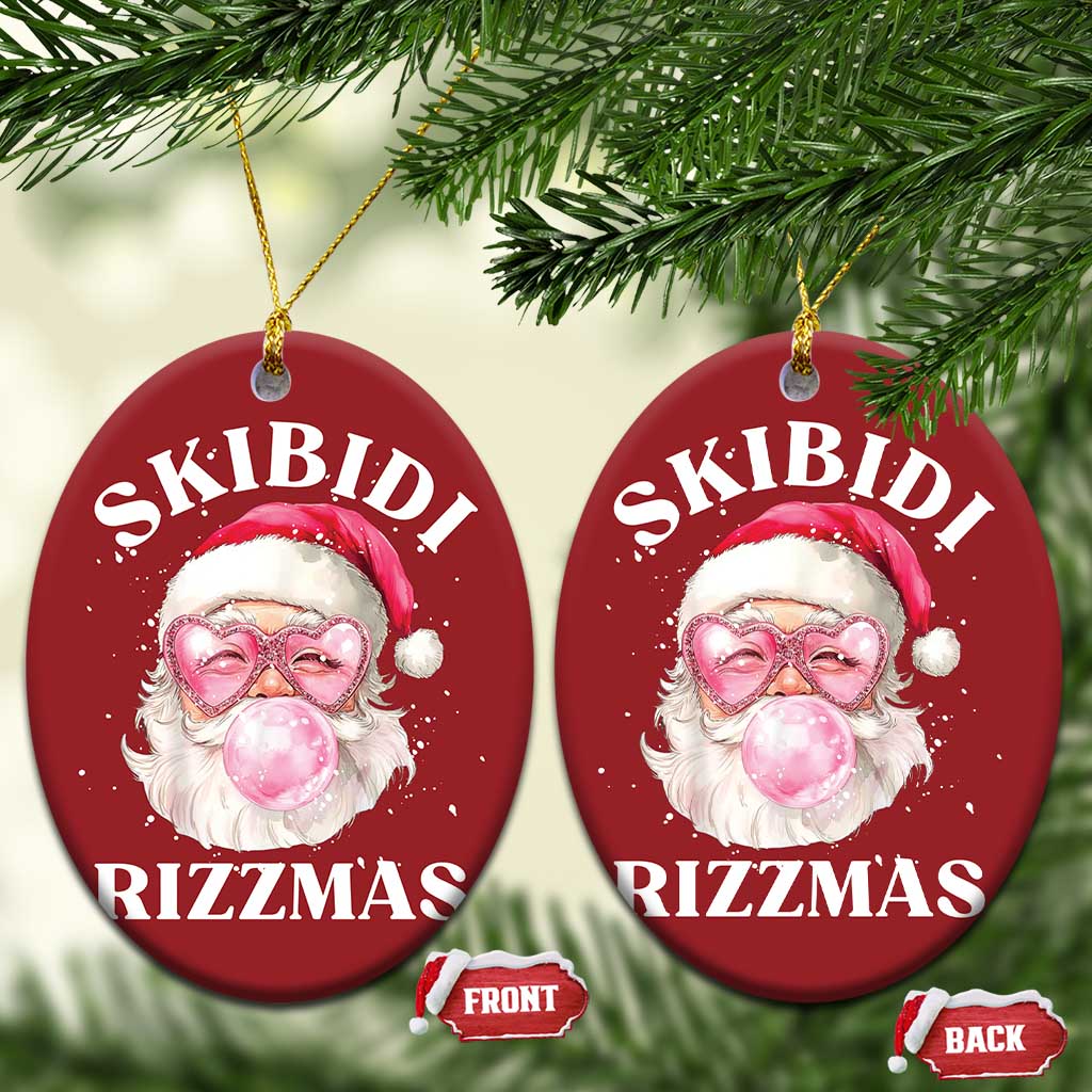 Skibidi Rizzmas Xmas Christmas Ornament Rizz Santa Pink Bubble Gum Funny Xmas Gen Alpha Girl Kids TS10