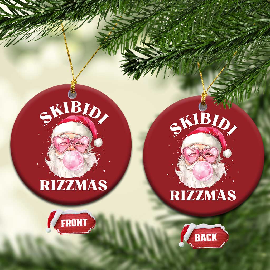 Skibidi Rizzmas Xmas Christmas Ornament Rizz Santa Pink Bubble Gum Funny Xmas Gen Alpha Girl Kids TS10
