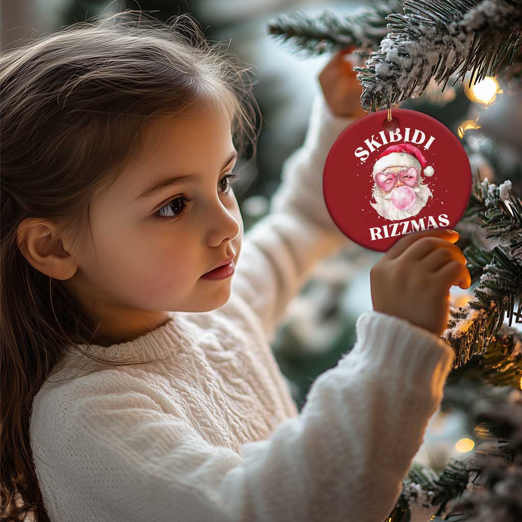 Skibidi Rizzmas Xmas Christmas Ornament Rizz Santa Pink Bubble Gum Funny Xmas Gen Alpha Girl Kids TS10