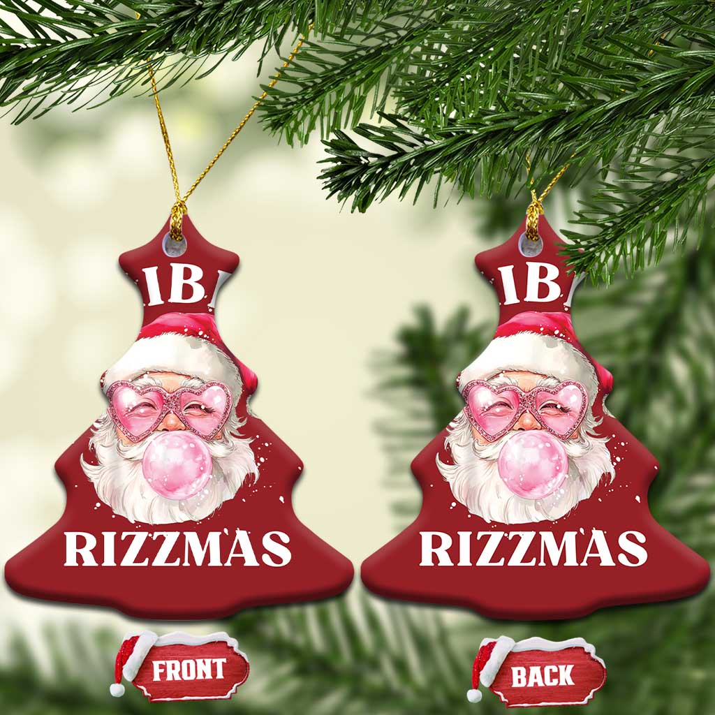 Skibidi Rizzmas Xmas Christmas Ornament Rizz Santa Pink Bubble Gum Funny Xmas Gen Alpha Girl Kids TS10