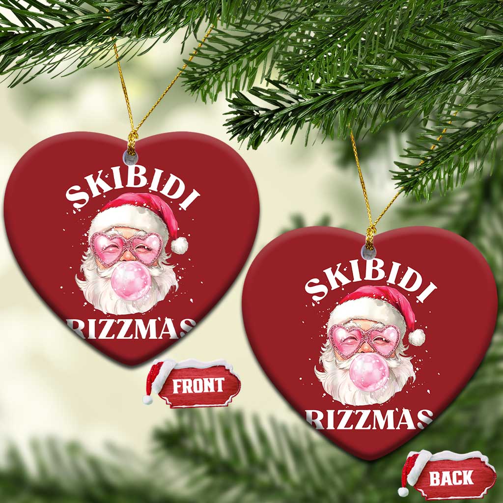 Skibidi Rizzmas Xmas Christmas Ornament Rizz Santa Pink Bubble Gum Funny Xmas Gen Alpha Girl Kids TS10