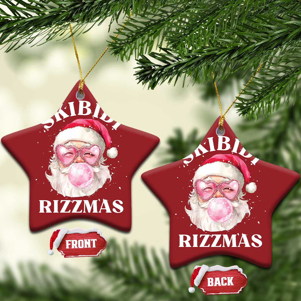 Skibidi Rizzmas Xmas Christmas Ornament Rizz Santa Pink Bubble Gum Funny Xmas Gen Alpha Girl Kids TS10
