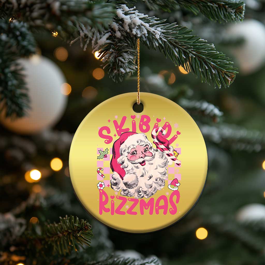 Skibidi Rizzmas Santa Christmas Ornament Rizz Santa Pink Groovy Funny Xmas Gen Alpha Girl Kids TS10