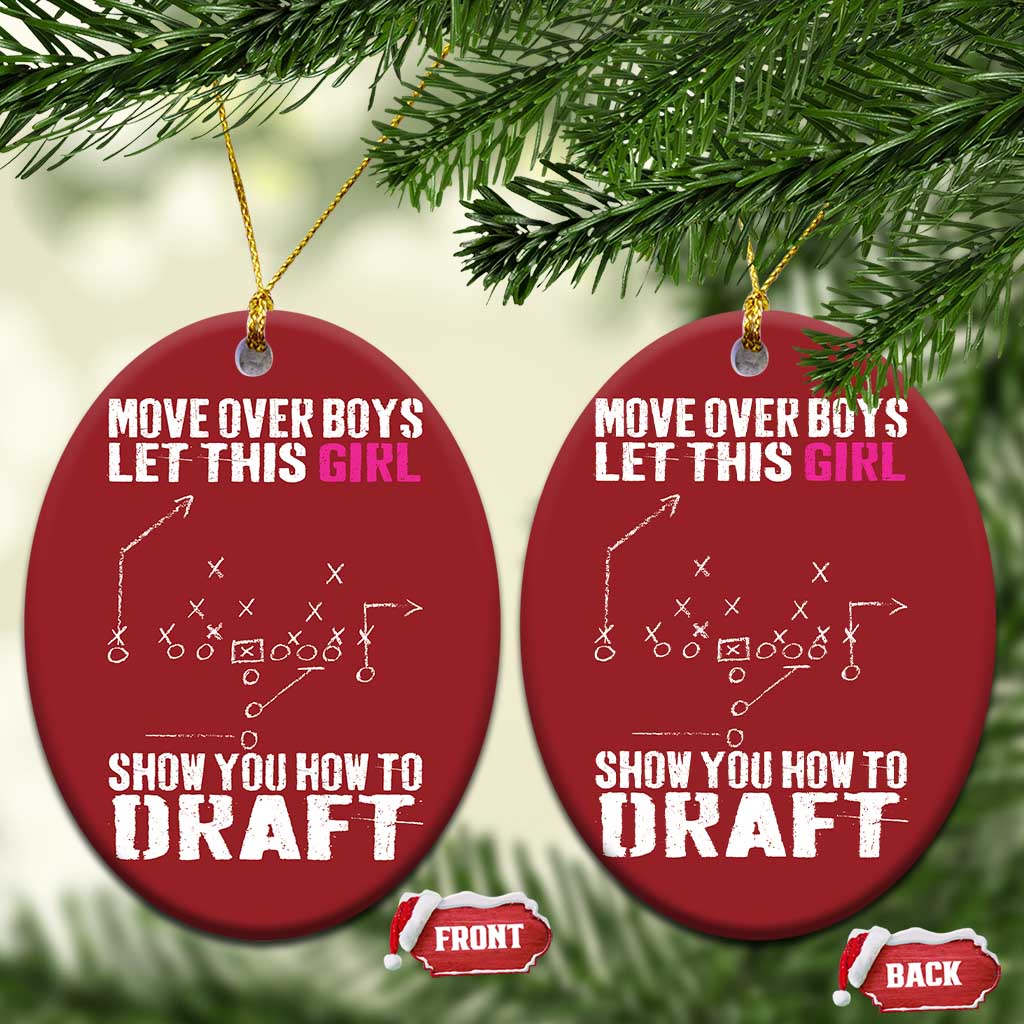 Girls Fantasy Football Christmas Ornament Move Over Boys Draft Party Commish FFL TS10