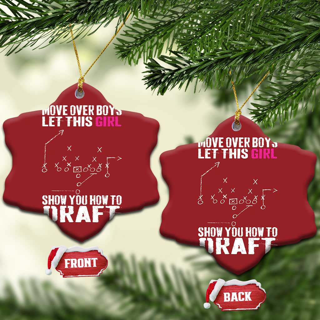 Girls Fantasy Football Christmas Ornament Move Over Boys Draft Party Commish FFL TS10