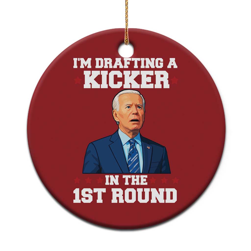 Funny Fantasy Football Christmas Ornament Joe Biden Confused Drafting Kicker Draft Party TS10