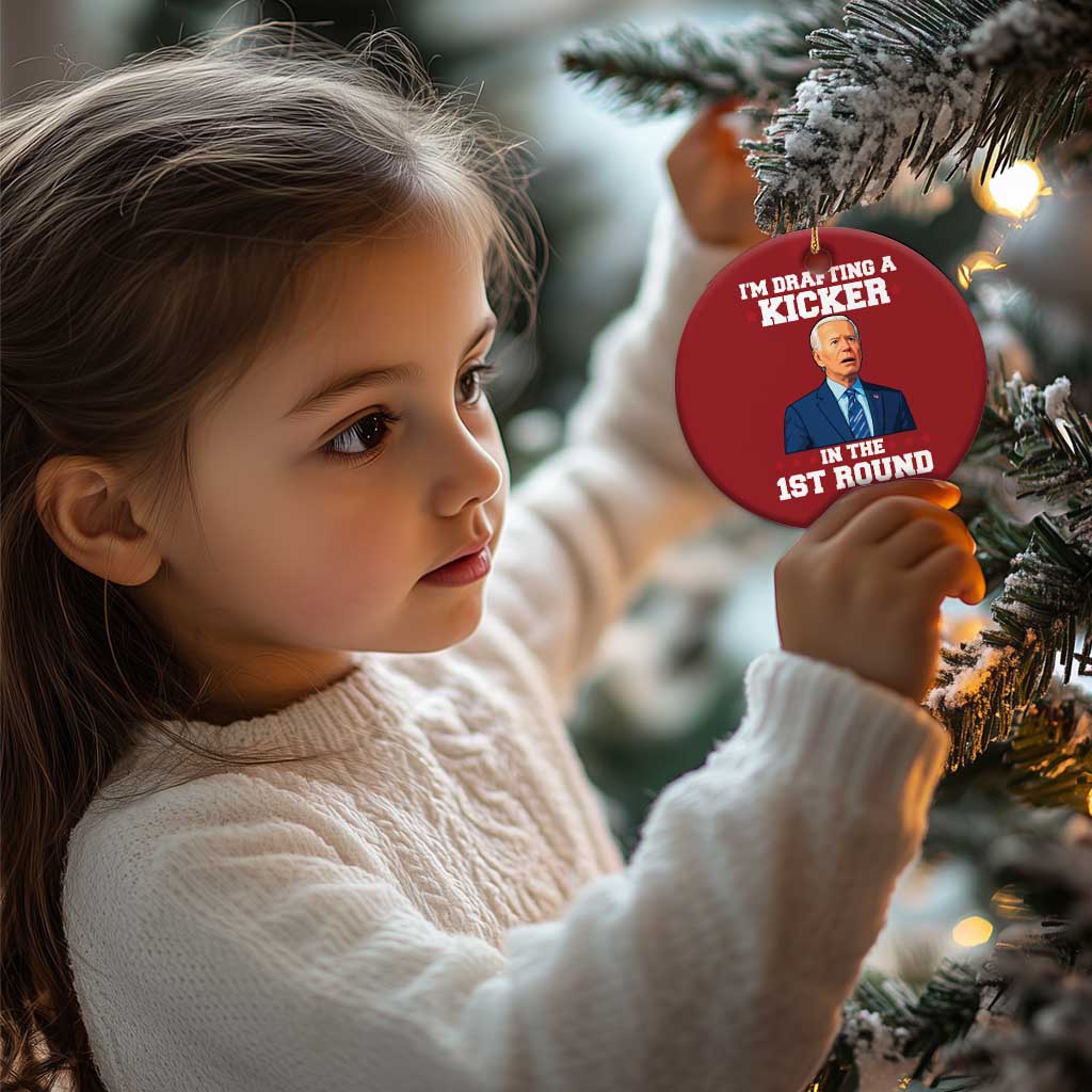 Funny Fantasy Football Christmas Ornament Joe Biden Confused Drafting Kicker Draft Party TS10