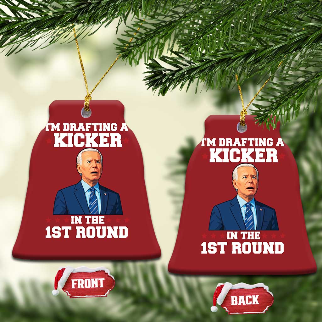 Funny Fantasy Football Christmas Ornament Joe Biden Confused Drafting Kicker Draft Party TS10