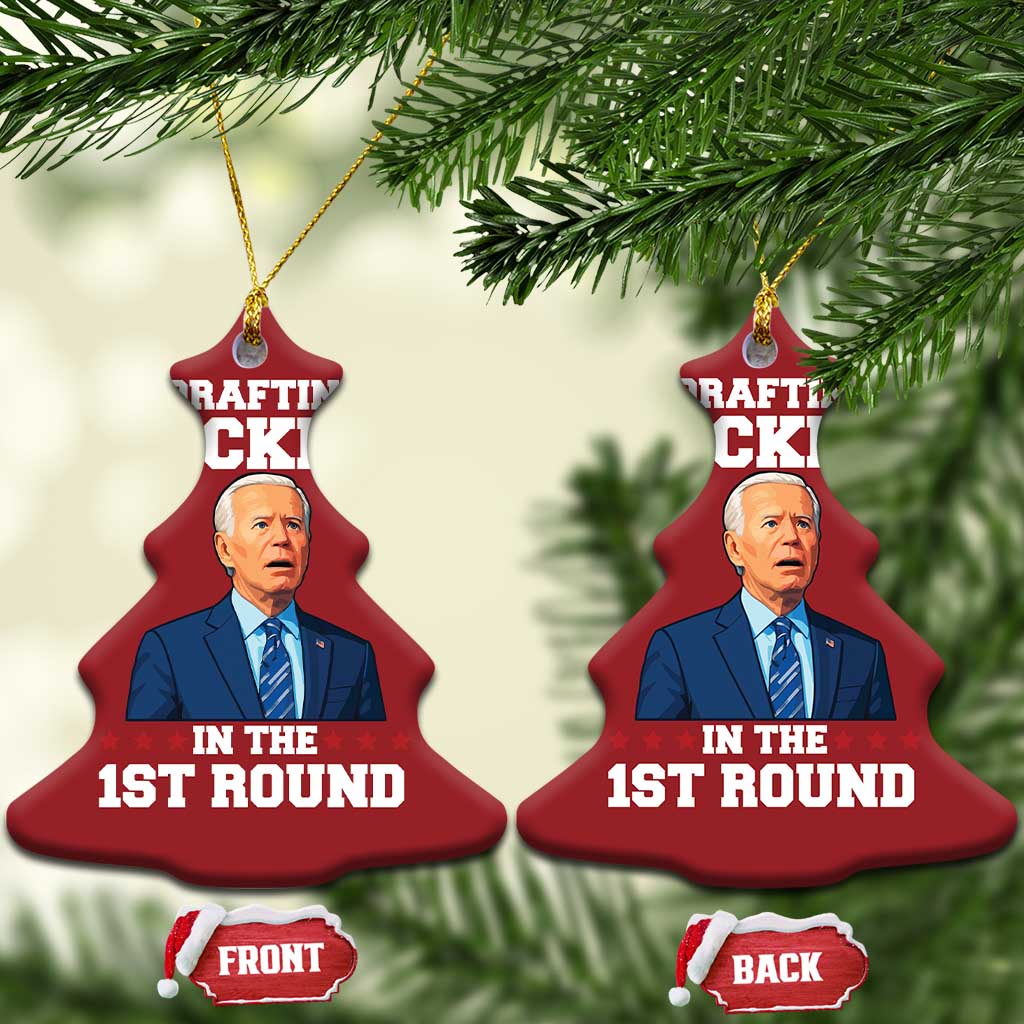 Funny Fantasy Football Christmas Ornament Joe Biden Confused Drafting Kicker Draft Party TS10