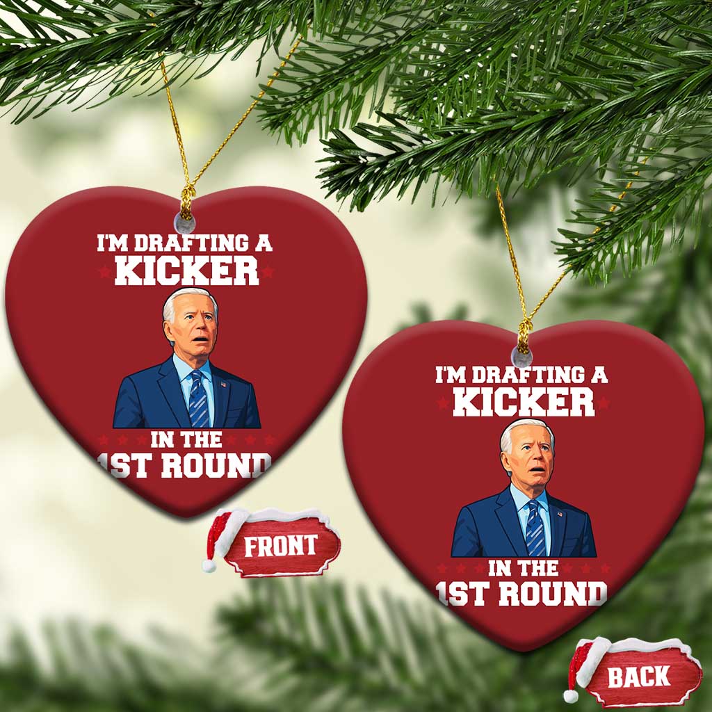 Funny Fantasy Football Christmas Ornament Joe Biden Confused Drafting Kicker Draft Party TS10