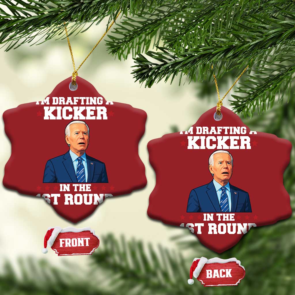 Funny Fantasy Football Christmas Ornament Joe Biden Confused Drafting Kicker Draft Party TS10