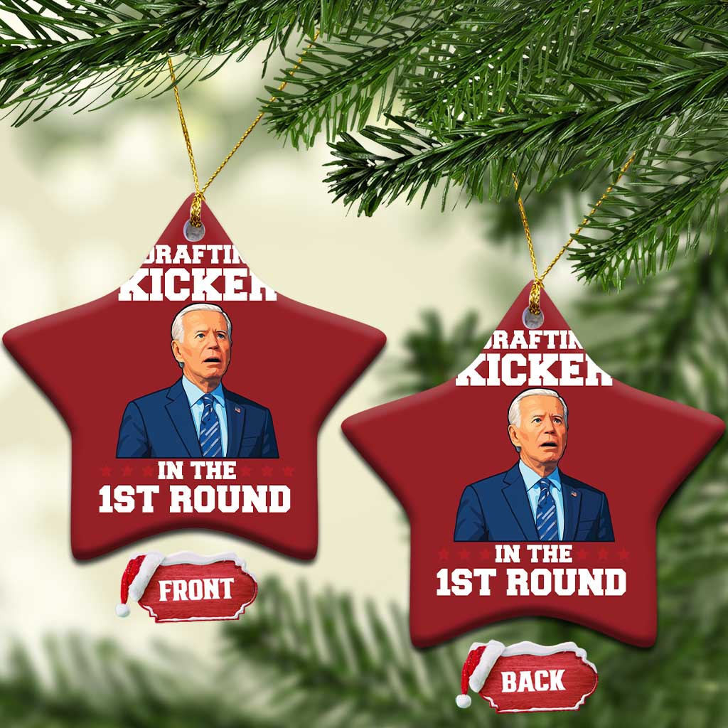 Funny Fantasy Football Christmas Ornament Joe Biden Confused Drafting Kicker Draft Party TS10