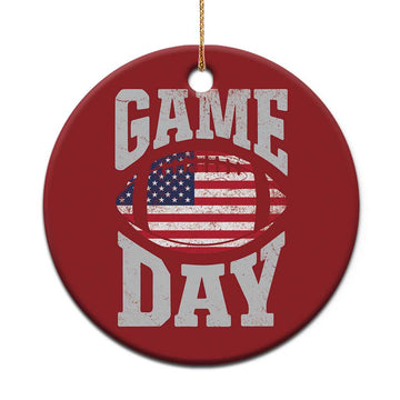 Game Day Football Christmas Ornament Funny Sunday Retro Patriotic American Flag TS10