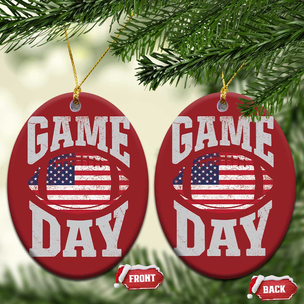 Game Day Football Christmas Ornament Funny Sunday Retro Patriotic American Flag TS10