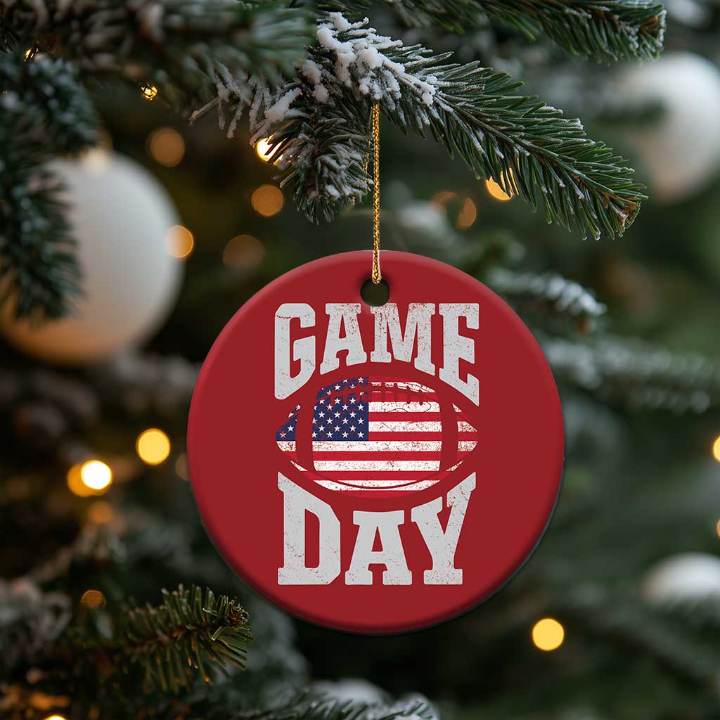 Game Day Football Christmas Ornament Funny Sunday Retro Patriotic American Flag TS10