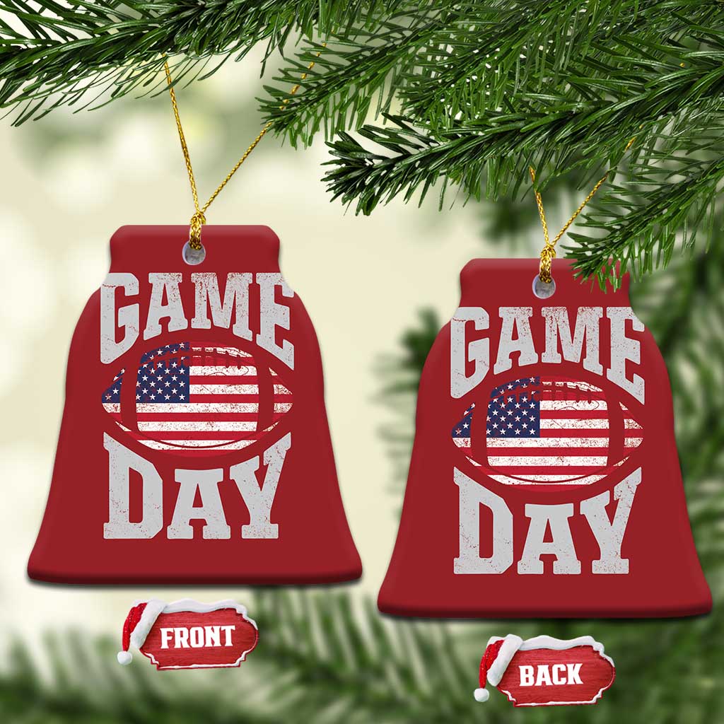 Game Day Football Christmas Ornament Funny Sunday Retro Patriotic American Flag TS10