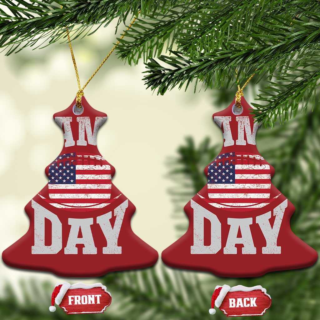 Game Day Football Christmas Ornament Funny Sunday Retro Patriotic American Flag TS10