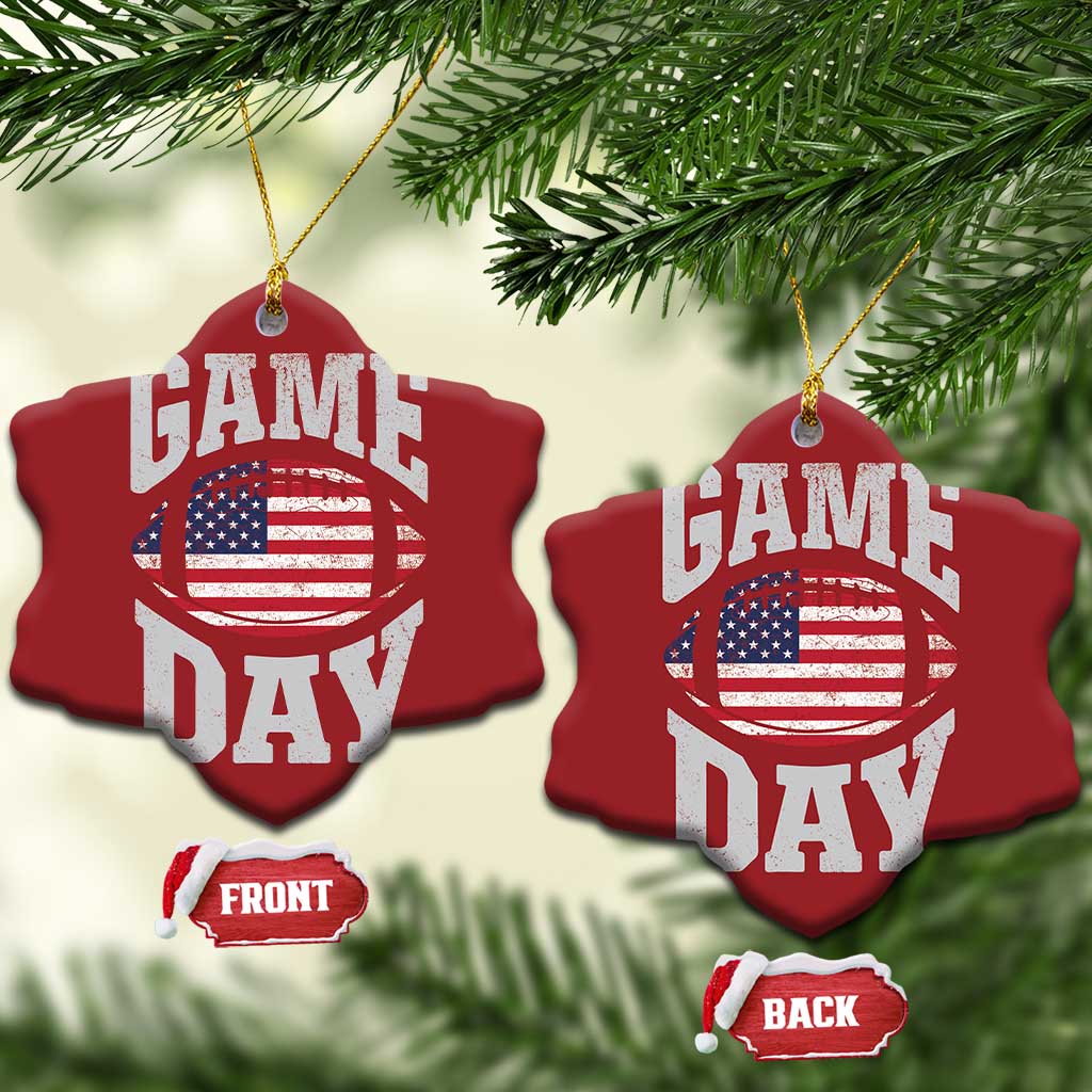 Game Day Football Christmas Ornament Funny Sunday Retro Patriotic American Flag TS10