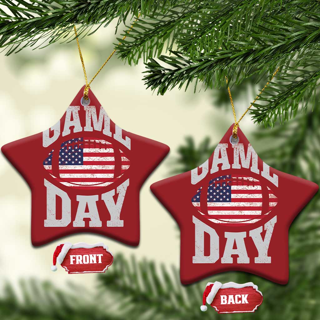 Game Day Football Christmas Ornament Funny Sunday Retro Patriotic American Flag TS10