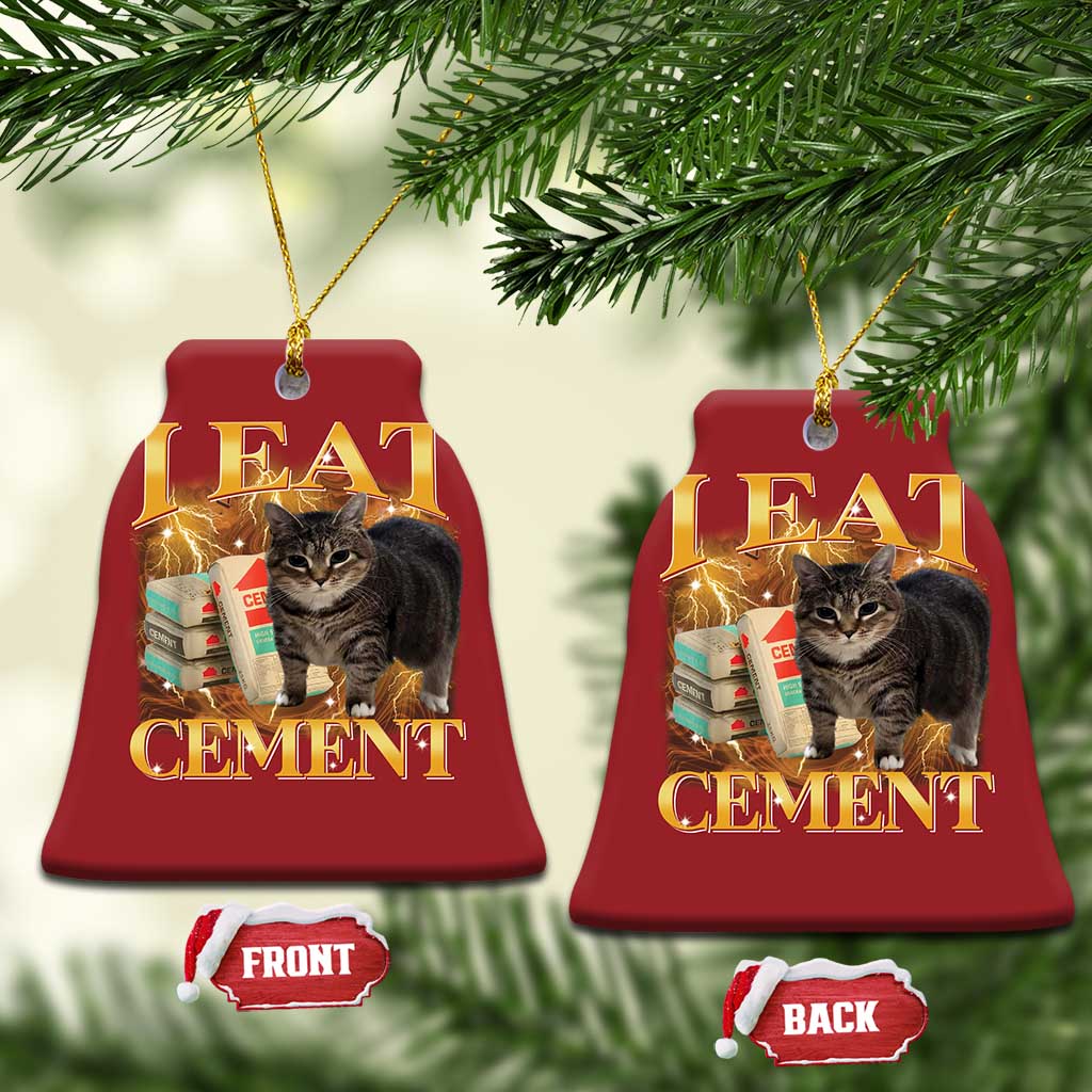 I Eat Cement Cat Meme Christmas Ornament Funny Internet Memes Bootleg Cursed Cat Lovers TS10