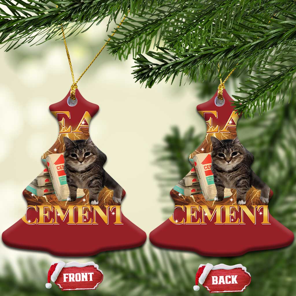 I Eat Cement Cat Meme Christmas Ornament Funny Internet Memes Bootleg Cursed Cat Lovers TS10