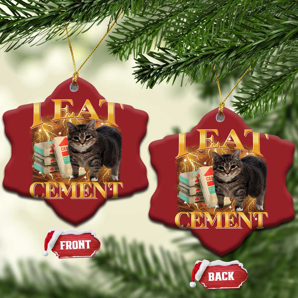 I Eat Cement Cat Meme Christmas Ornament Funny Internet Memes Bootleg Cursed Cat Lovers TS10
