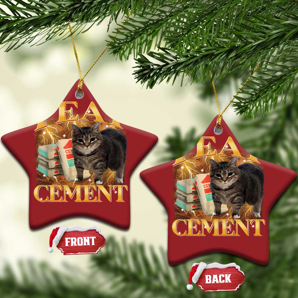 I Eat Cement Cat Meme Christmas Ornament Funny Internet Memes Bootleg Cursed Cat Lovers TS10
