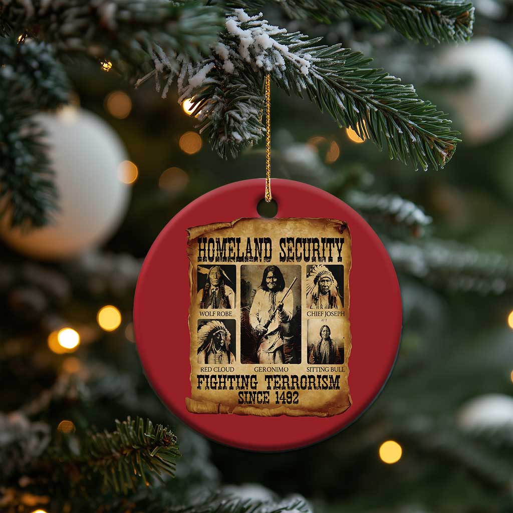 Vintage Native American Christmas Ornament Homeland Security Fighting Terrorism Since 1492 TS10