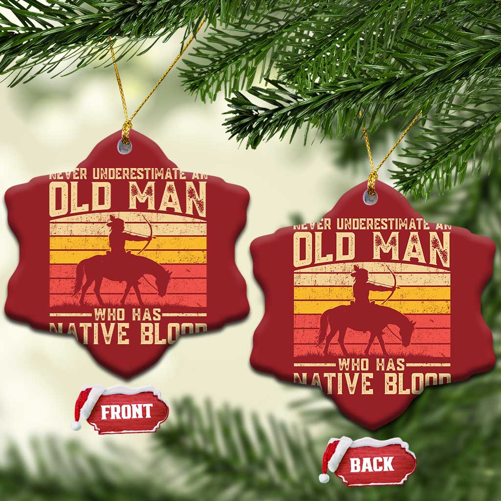Funny Native American Christmas Ornament Never Underestimate An Old Man Native American TS10
