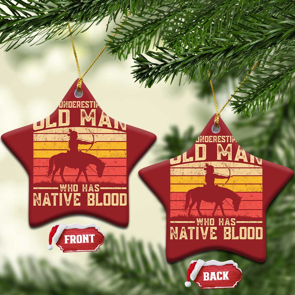 Funny Native American Christmas Ornament Never Underestimate An Old Man Native American TS10