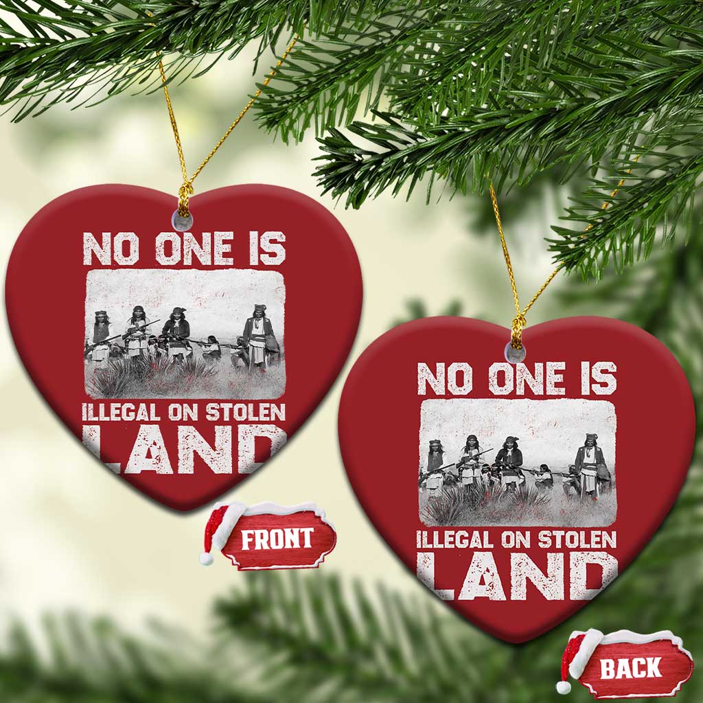 No One Is Illegal On Stolen Land Christmas Ornament Native Tribe Indigenous People TS10