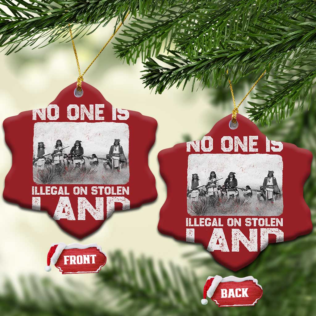No One Is Illegal On Stolen Land Christmas Ornament Native Tribe Indigenous People TS10