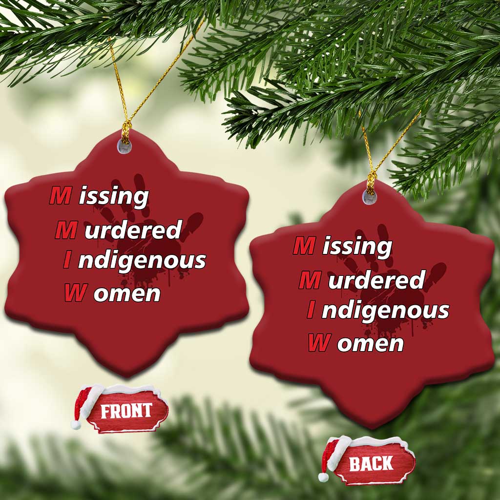 MMIW Christmas Ornament Missing Murdered Indigenous Women Red Hand TS10