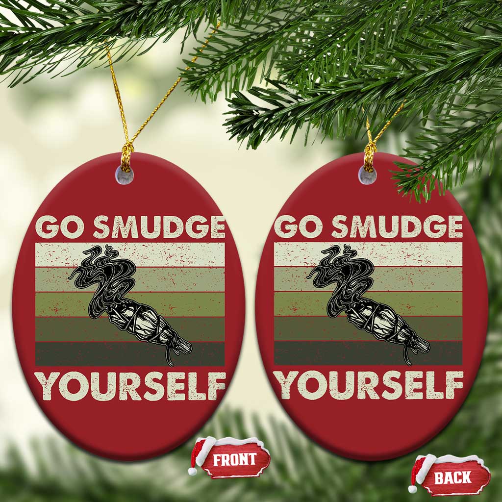 Go Smudge Yourself Christmas Ornament Funny Sage Bundle Smudging Feather TS10