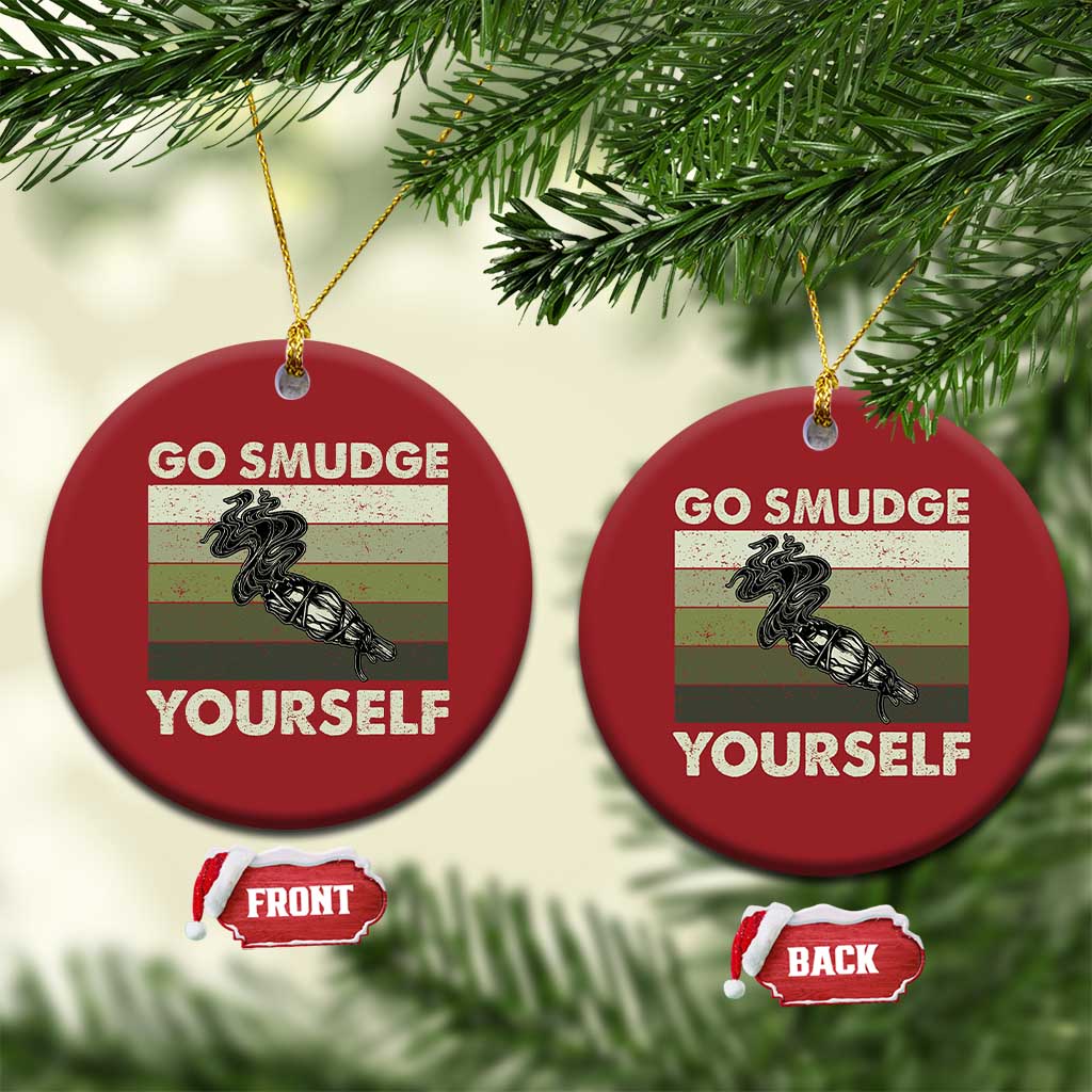 Go Smudge Yourself Christmas Ornament Funny Sage Bundle Smudging Feather TS10