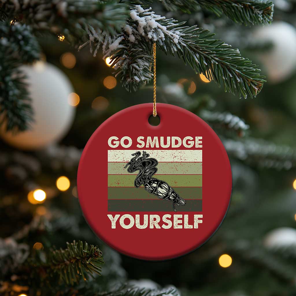 Go Smudge Yourself Christmas Ornament Funny Sage Bundle Smudging Feather TS10