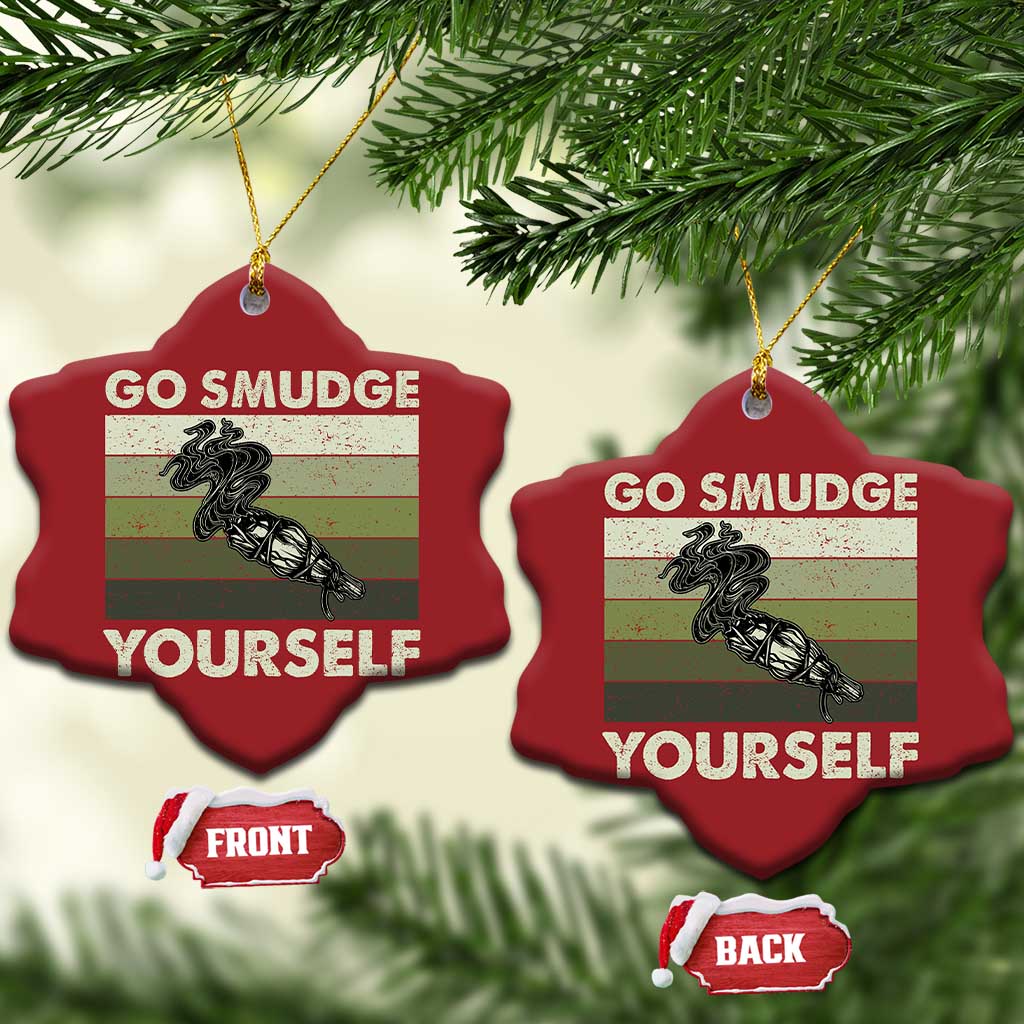 Go Smudge Yourself Christmas Ornament Funny Sage Bundle Smudging Feather TS10