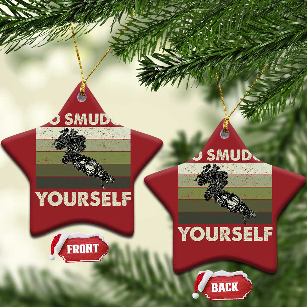 Go Smudge Yourself Christmas Ornament Funny Sage Bundle Smudging Feather TS10