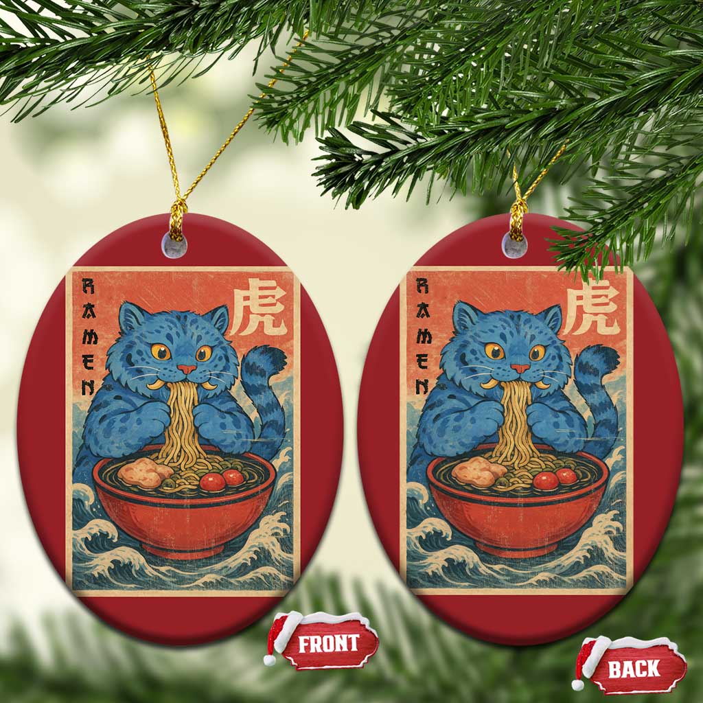 Anime Blue Cat Ramen Christmas Ornament Vintage Japanese Art Funny Kawaii Demon Cat Tiger TS10
