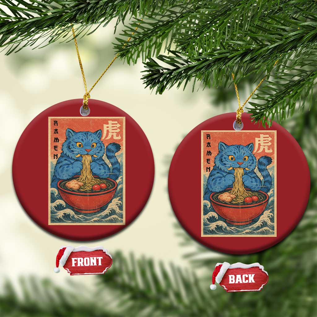 Anime Blue Cat Ramen Christmas Ornament Vintage Japanese Art Funny Kawaii Demon Cat Tiger TS10